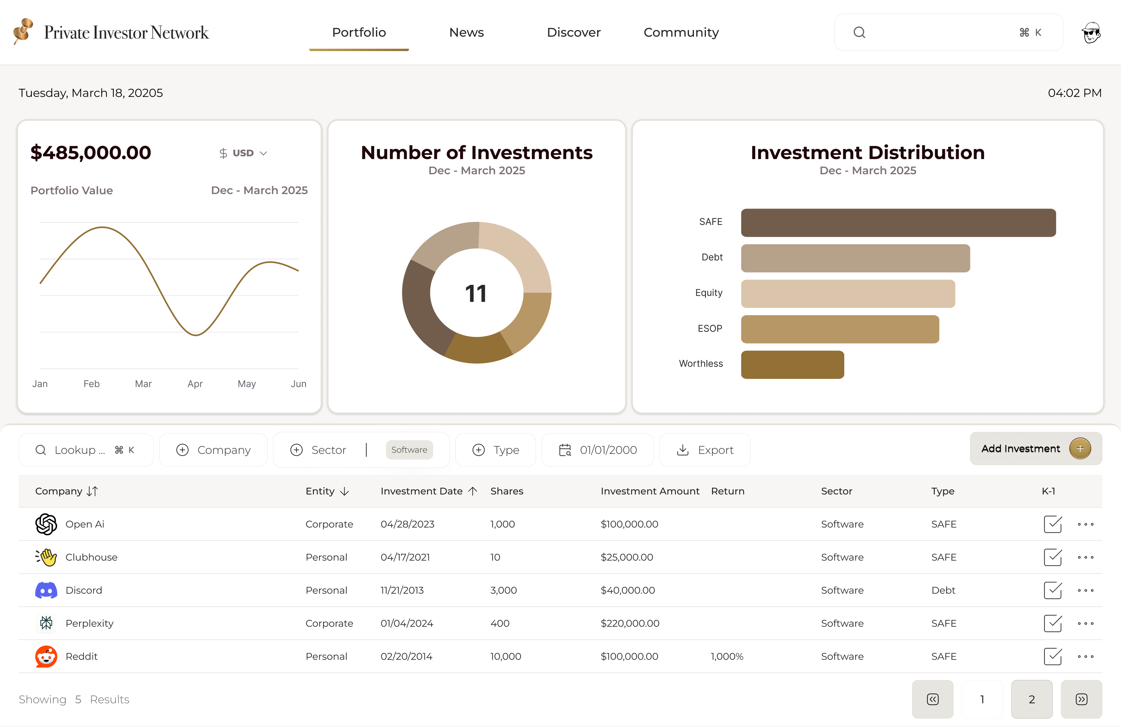 portfolio dashboard preview
